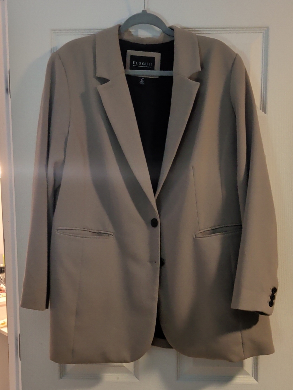 Eloquii Taupe-Gray Single-Button Blazer